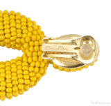 Circle Yellow Mustard Beaded Earrings