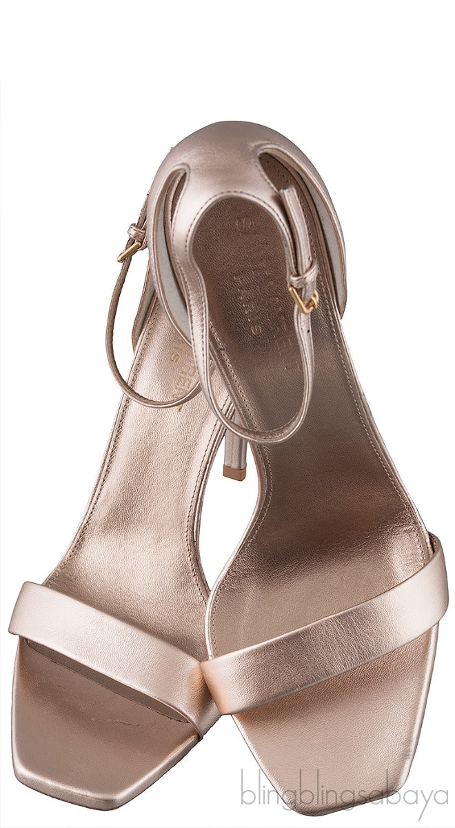 Rose Gold Square Toe Slingback Heels