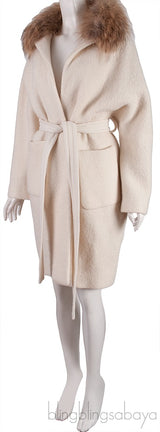 Ecru Lady Coat Fur Collar