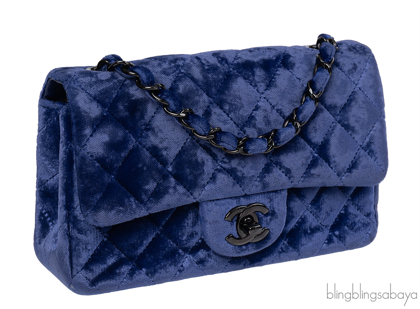 Chanel Velvet blue Mini Flap Bag