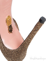 Metallic Gold Powder Puff Heels