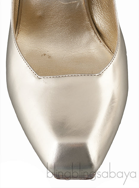 Gold Square Toe Mirrored Heels