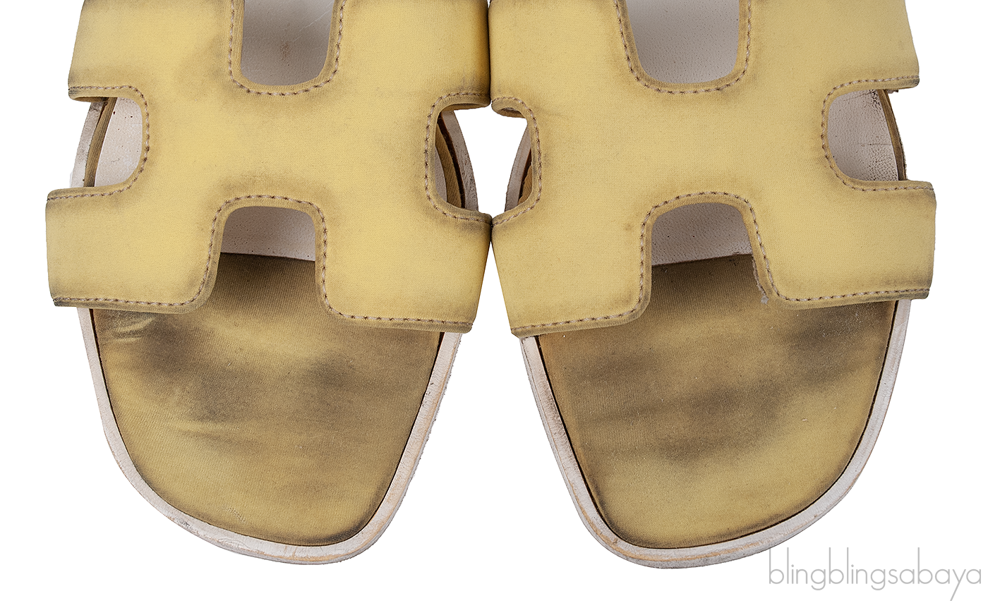 Hermes Oran Yellow Fabric Sandals
