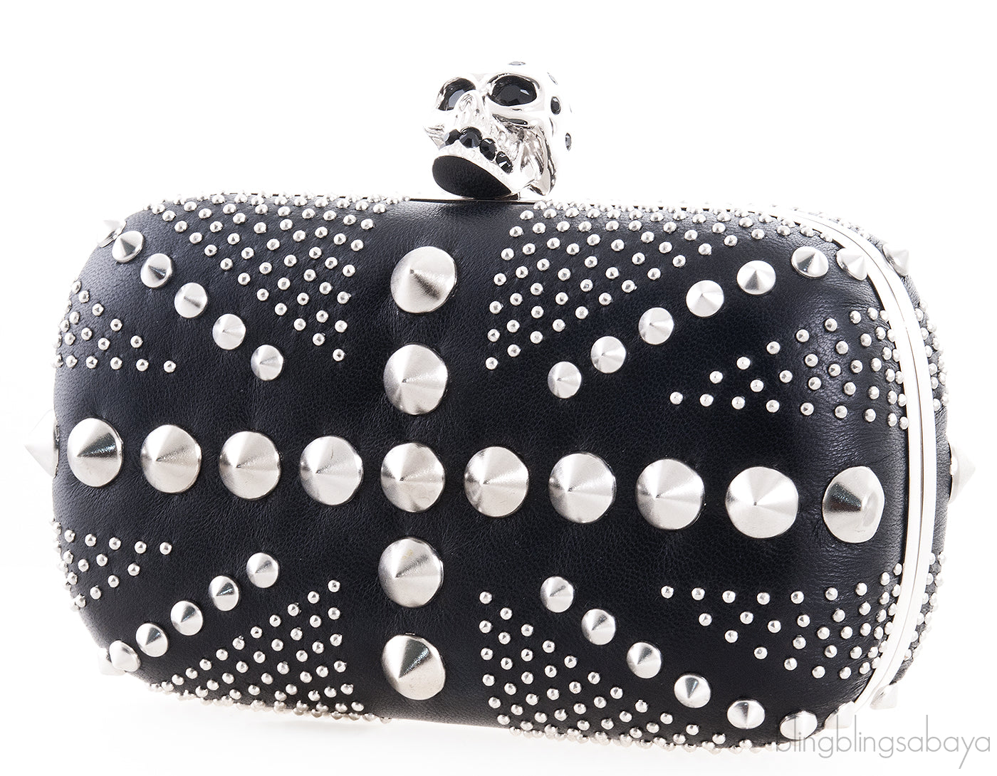 Skull Embellished Studded Box Clutch