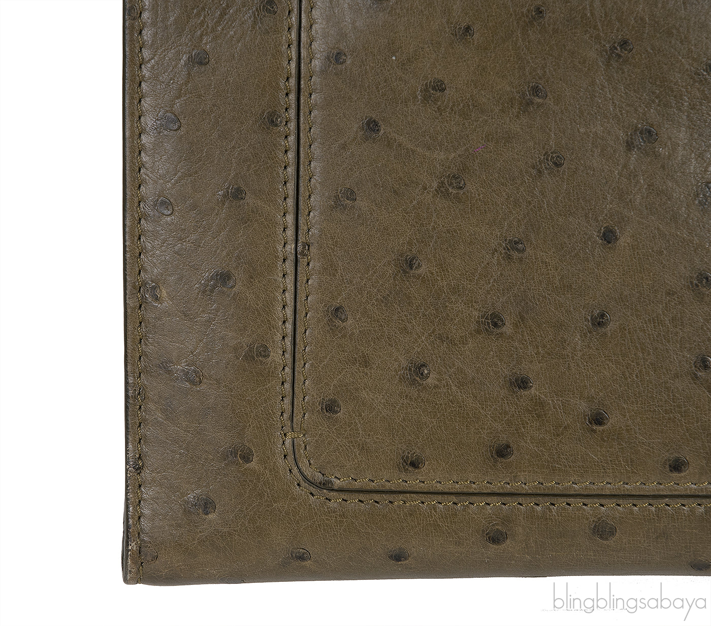 Olive Green Ostrich Top Handle Bag
