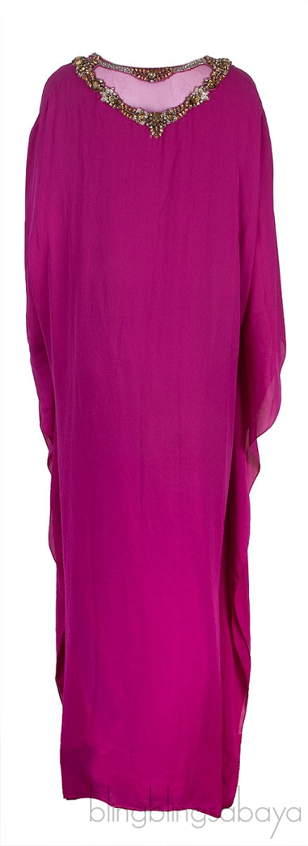 Fuchsia Beaded Kaftan Dress