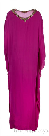 Fuchsia Beaded Kaftan Dress