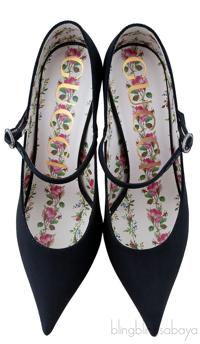 Black Virginia Mary Jane Pointed Toe Heels
