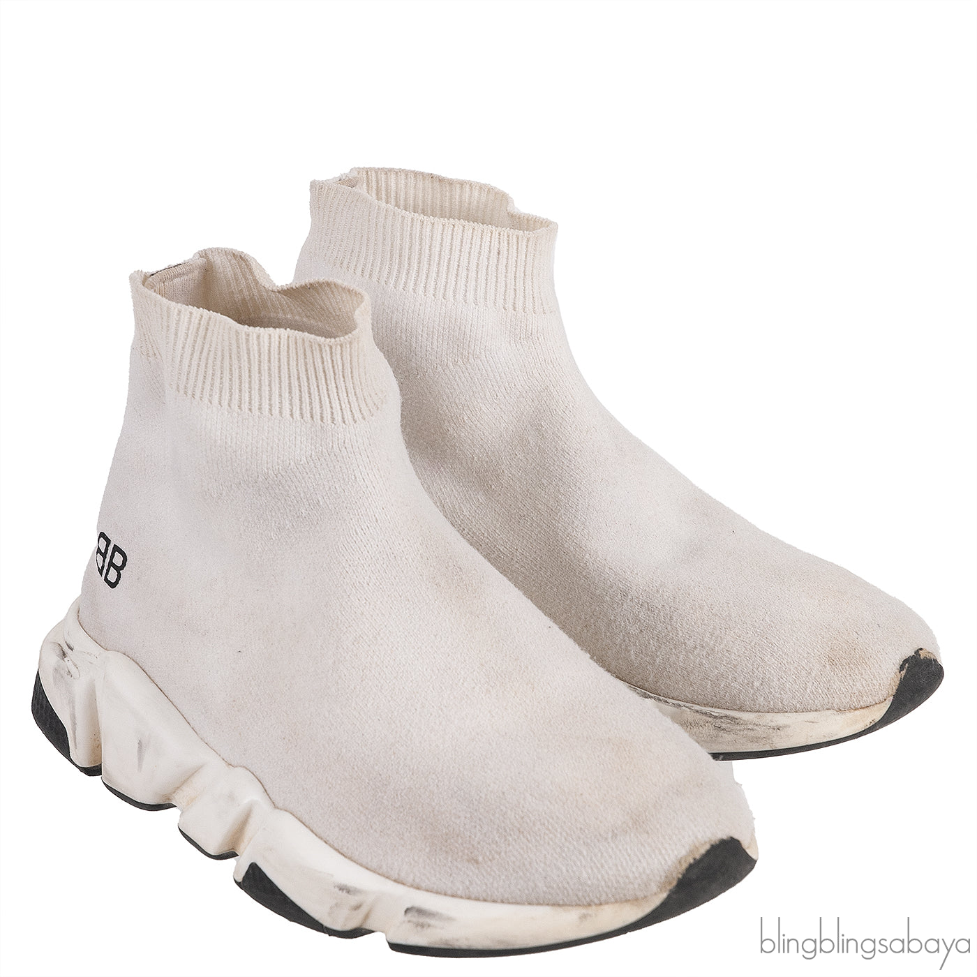 White Speed Stretch-knit High Top Kids Sneakers