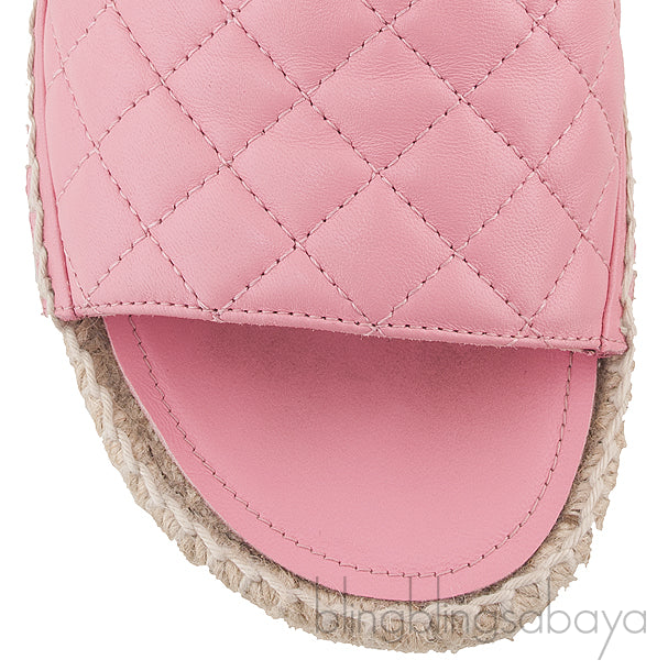 Pink Quilted Chain Slipper