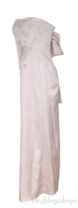 Powder Pink Floral Embroidered Tube Dress