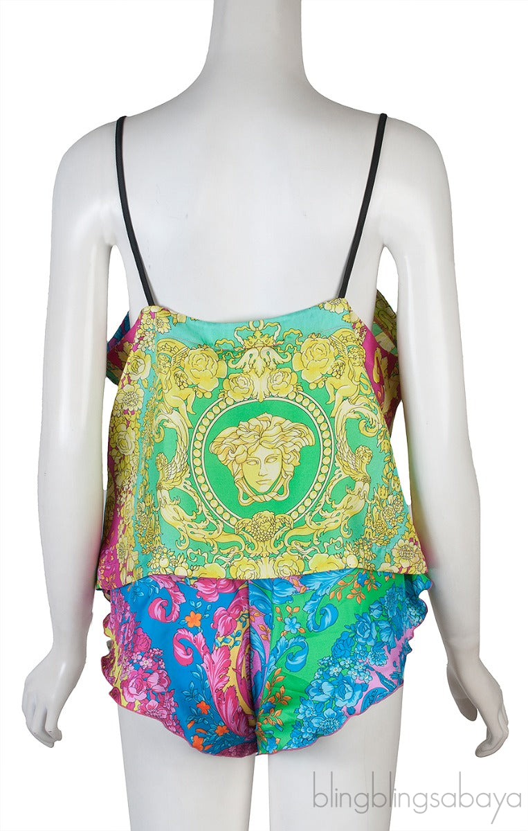 Multi-color Silk Satin Cami & Shorts