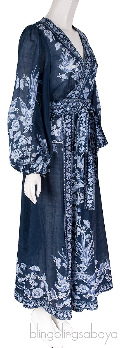 Aliane Floral Print Cotton Wrap Dress
