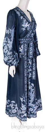 Aliane Floral Print Cotton Wrap Dress