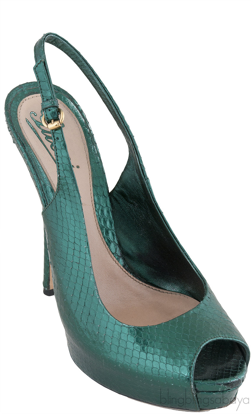 Emerald Green Slingback Python