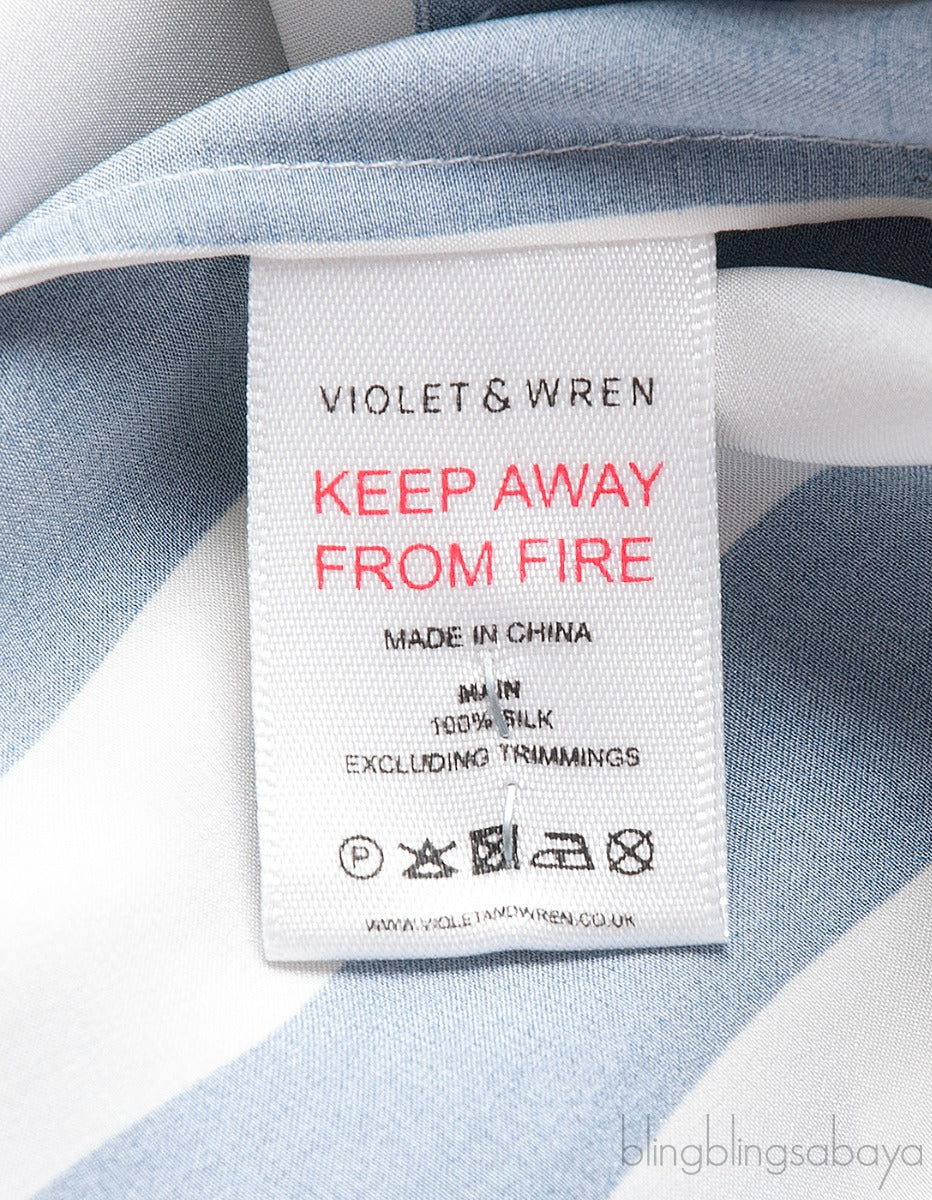 Blue & Off-white Stripe Belted Dress