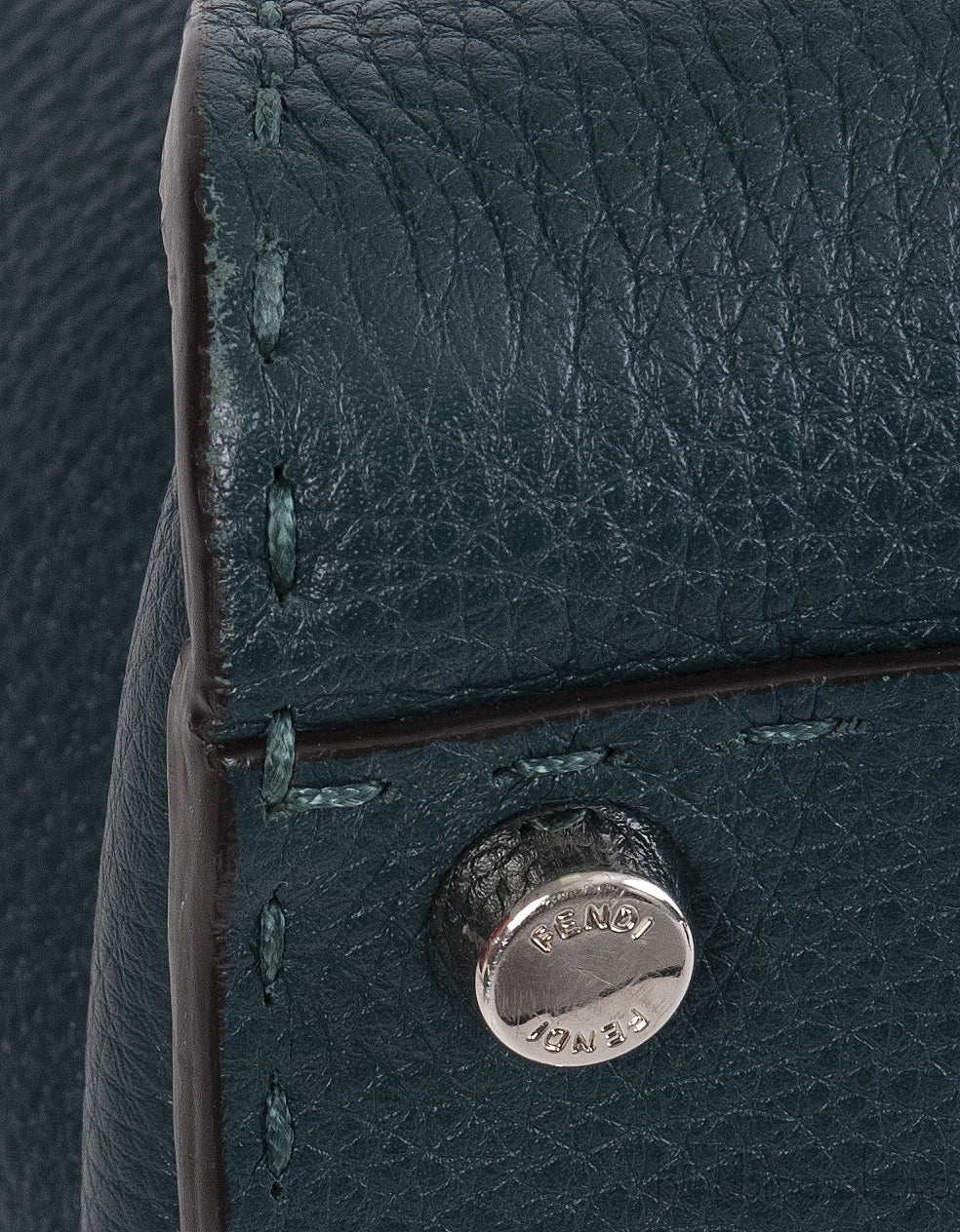 Fendi Selleria Peekaboo Dark Green Medium Python Handle Bag