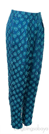 Cyan Blue Printed Trouser