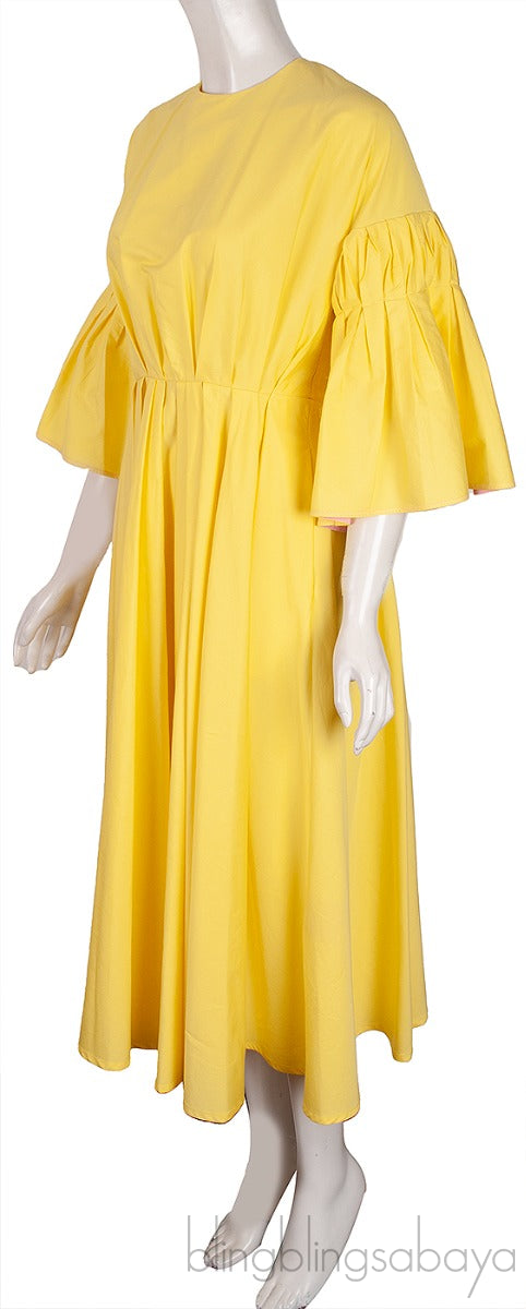 Yellow Iosefina Cotton Poplin Midi Dress
