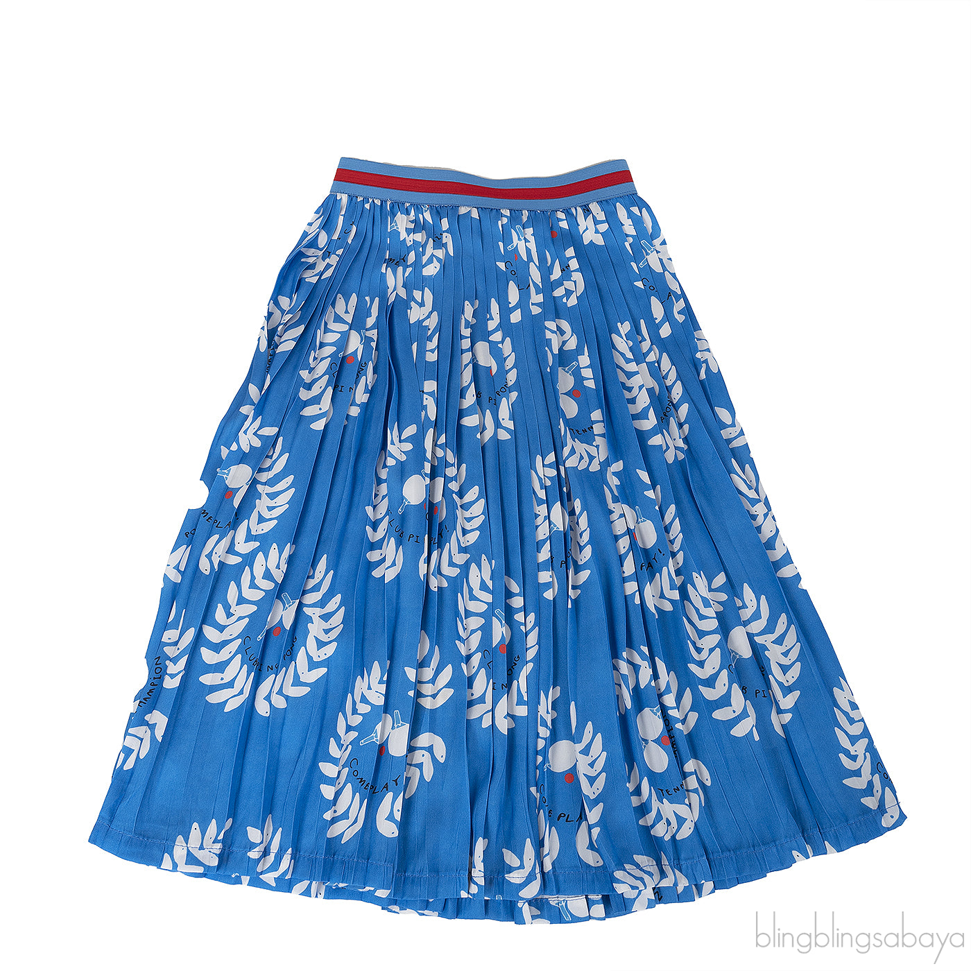 Beau Loves Blue Ping Pong Club Printed Pleated Kid Skirt