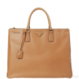 PRADA Gold Saffiano Double Zip Large Tote