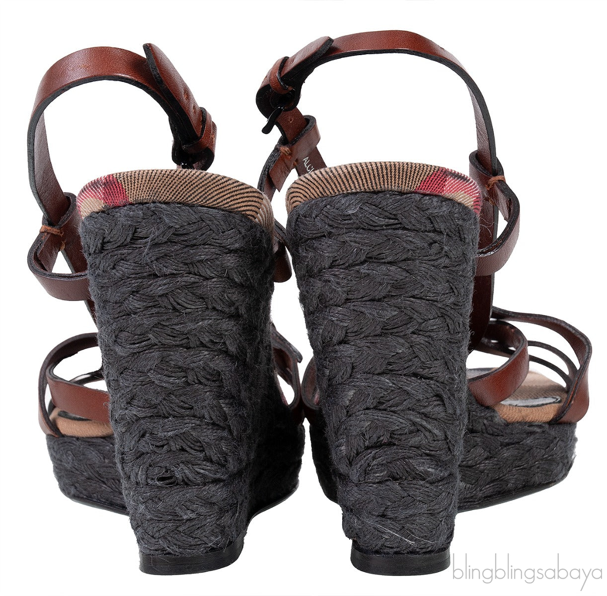 Brown Leather Strappy Wedge Sandals