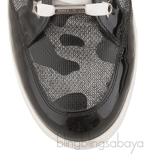 Black Patent Camou Silver Sneakers