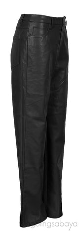 Black Logo Pants Faux Leather