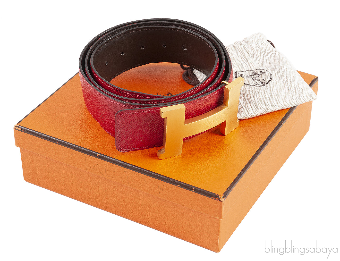Red Epsom \"H\" Reversible Belt
