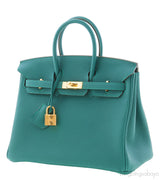 Birkin 25 Malachite Togo GHW