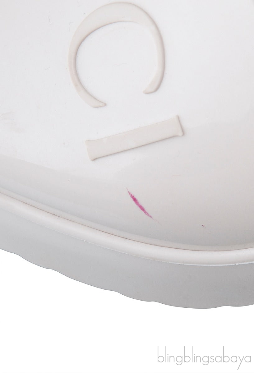 White Rubber Slide Sandals