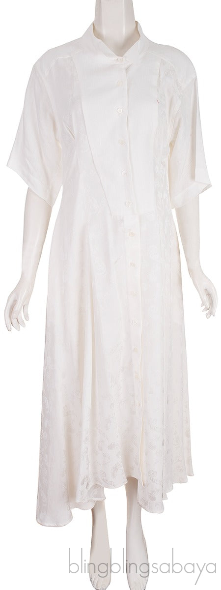 White Printed Asymmetric Dress