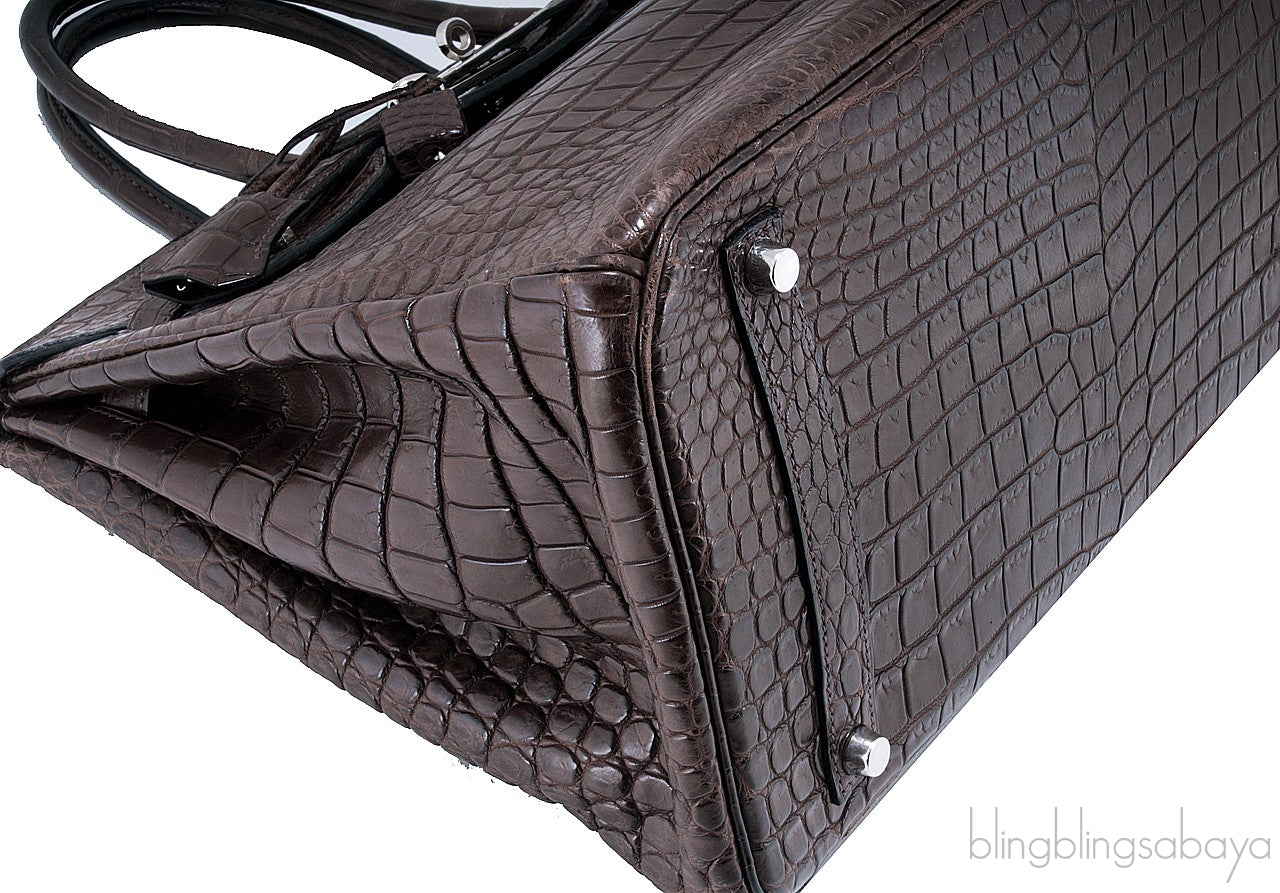 Birkin 35 Brown Matte Porosus PHW