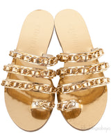Gold Chain Leather Sandals