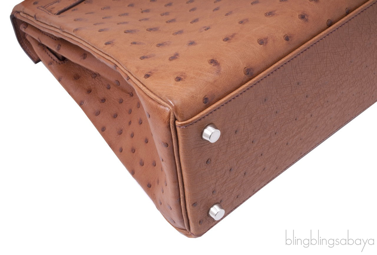 Kelly 32 Cognac Gold Ostrich