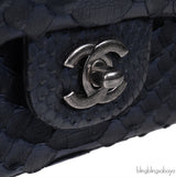 Chanel Black/Blue Python Mini Flap bag RHW