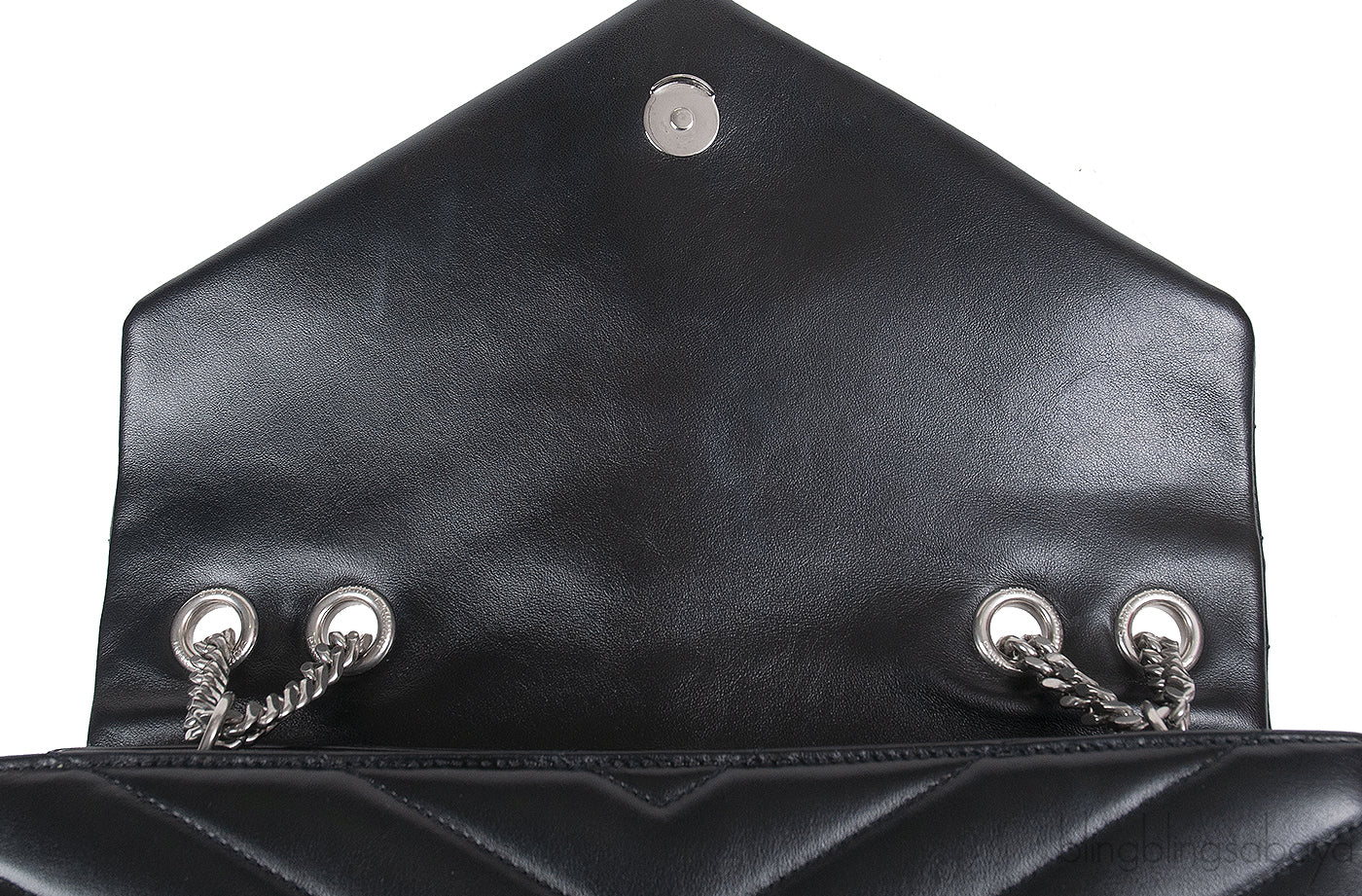Yves Saint Laurent Black Medium LouLou Chevron PHW