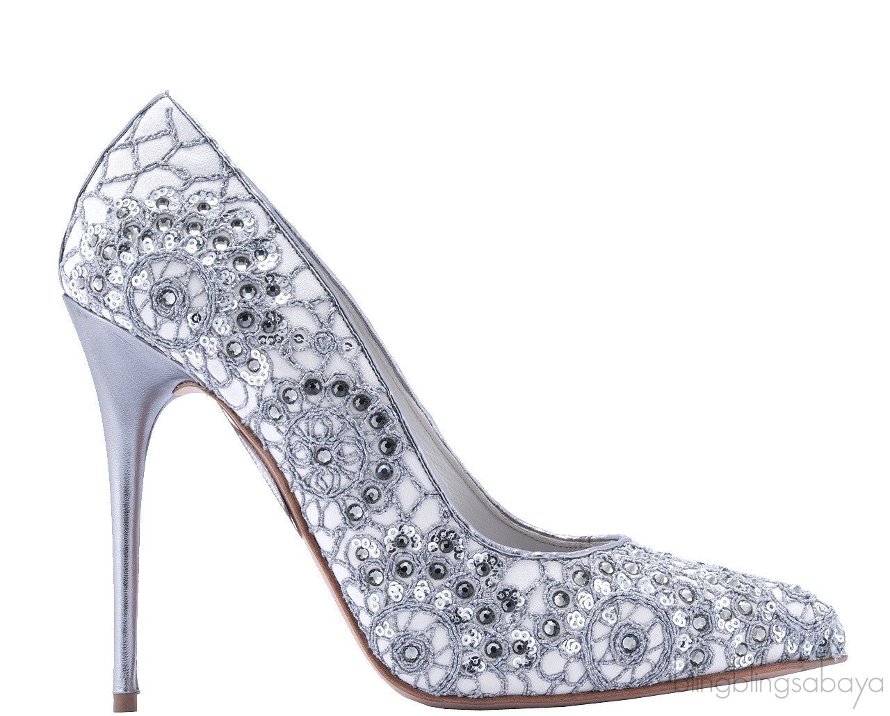 Crochet & Crystal Suede Pump