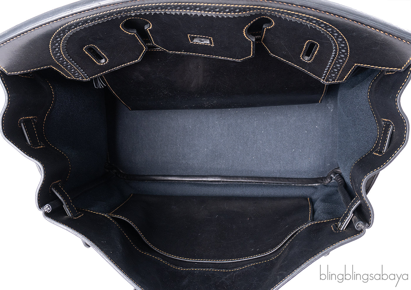 Hermès Birkin 35 Ghillies Noir Veau Evercolor Denim Fonce