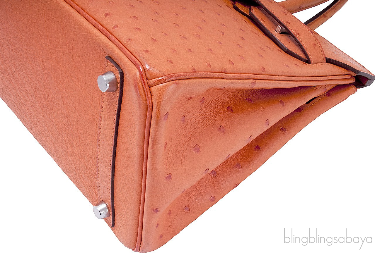 Birkin 30 Orange Ostrich PHW