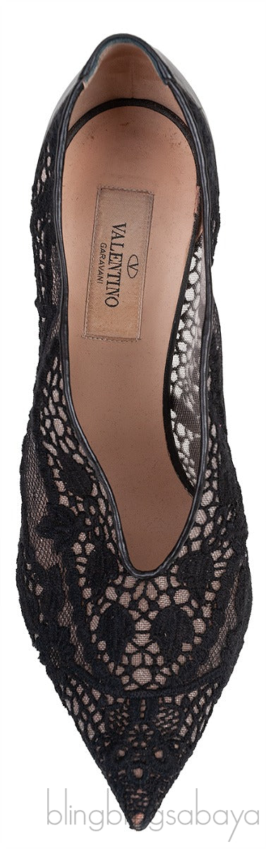 Black Mesh Pointed Toe Heels