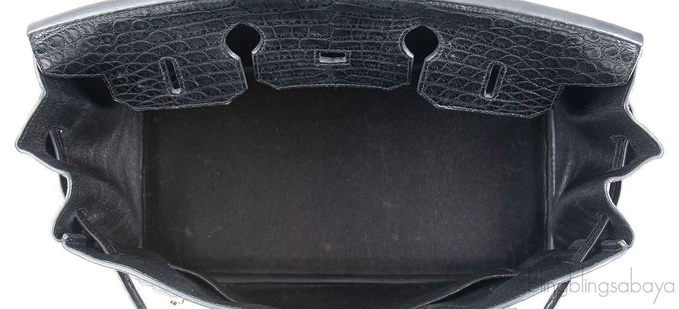 Birkin 35 Black Matte Alligator Crocodile PHW