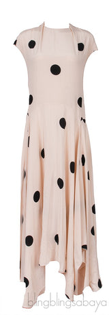 Beige & Black Polka-dot Maxi Dress