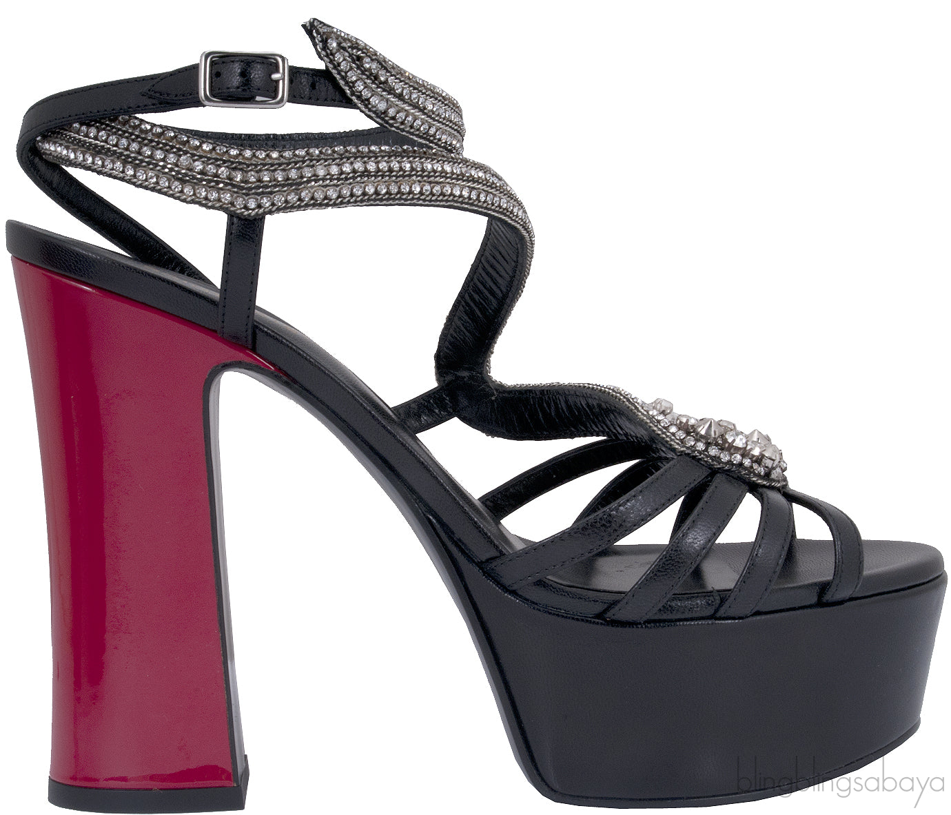 Black Serpent Crystal Heels