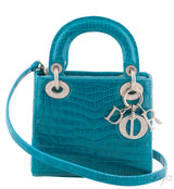 Lady Dior Mini Blue Green Crocodile