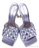 Bottega Veneta Metallic Purple Padded Lido Heeled Mules