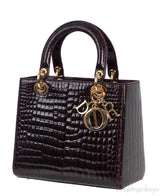 Lady Dior Medium Amethyst Porosus Crocodile GHW