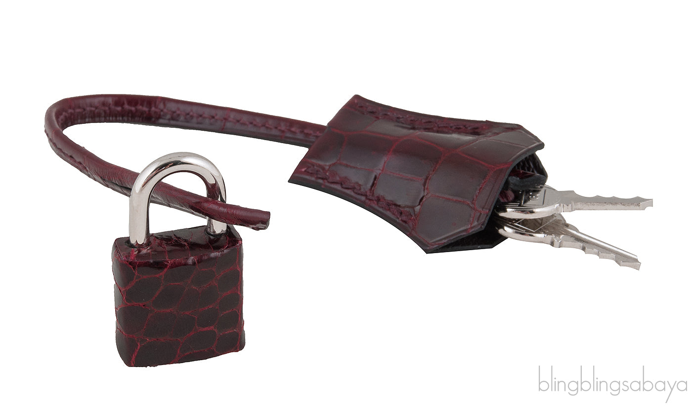 Kelly 28 Bordeaux Crocodile PHW
