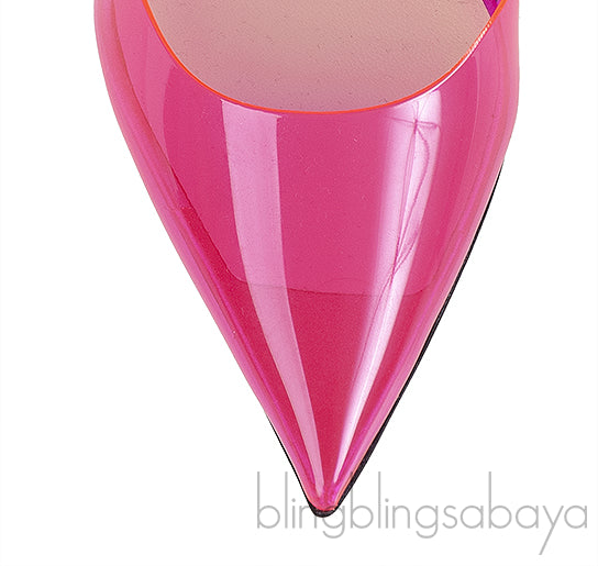 Jimmy Choo Bing Fuchsia PVC 100 mm Crystal Mule
