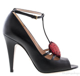 Black Red Heart Crystal Heels